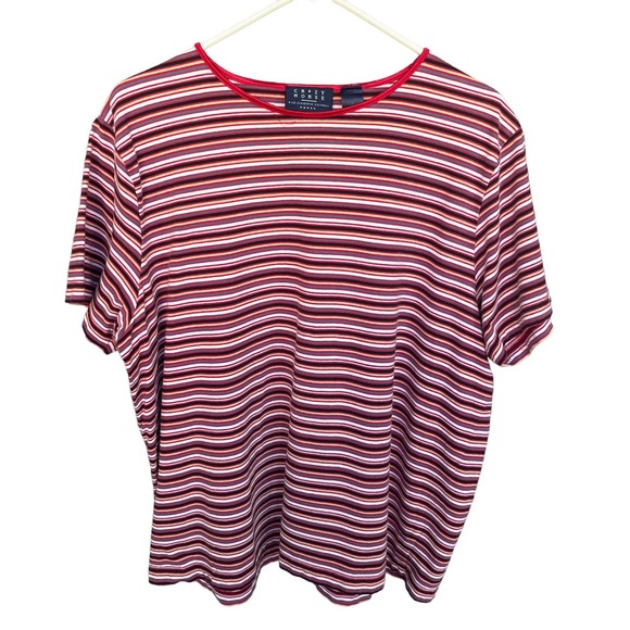 Crazy Horse Shirt Womens Size 2 Red Striped Short Sleeve - Picture 1 of 10